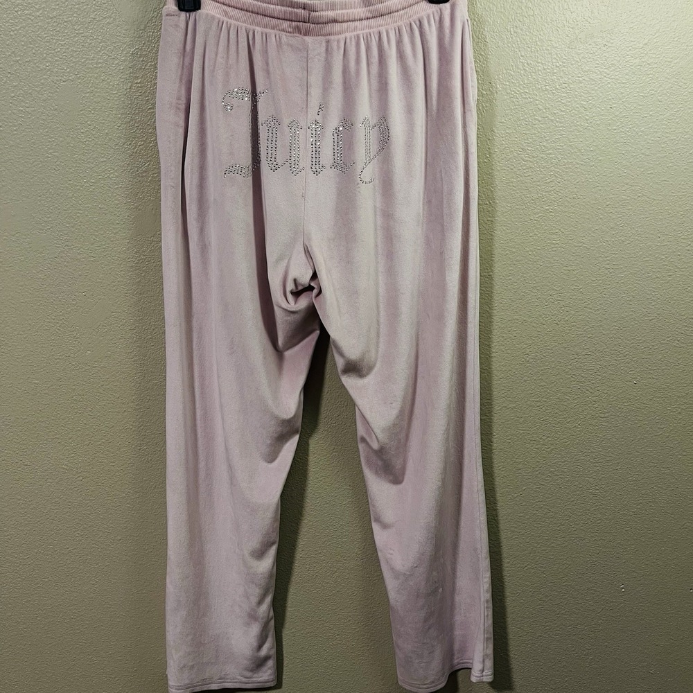 Juicy Couture Pale Pink Bling Butt Lounge Pants Velvet/ Velour‎ Size L